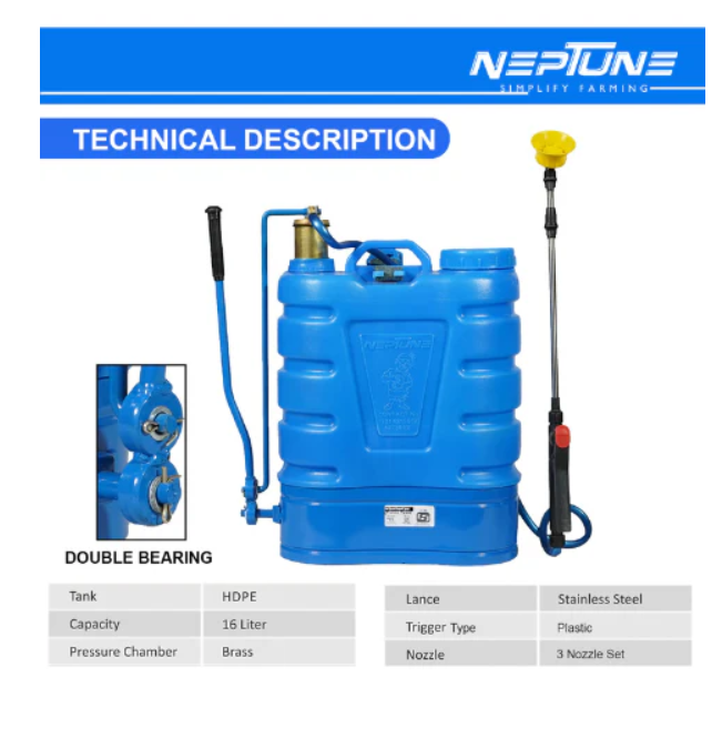 NEPTUNE HARIYALI-12 KNAPSACK HAND OPERATED GARDEN SPRAYER (16 LTR)